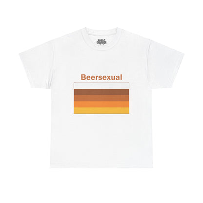 Beersexual funny beer lover t-shirt front view, heavy cotton unisex tee